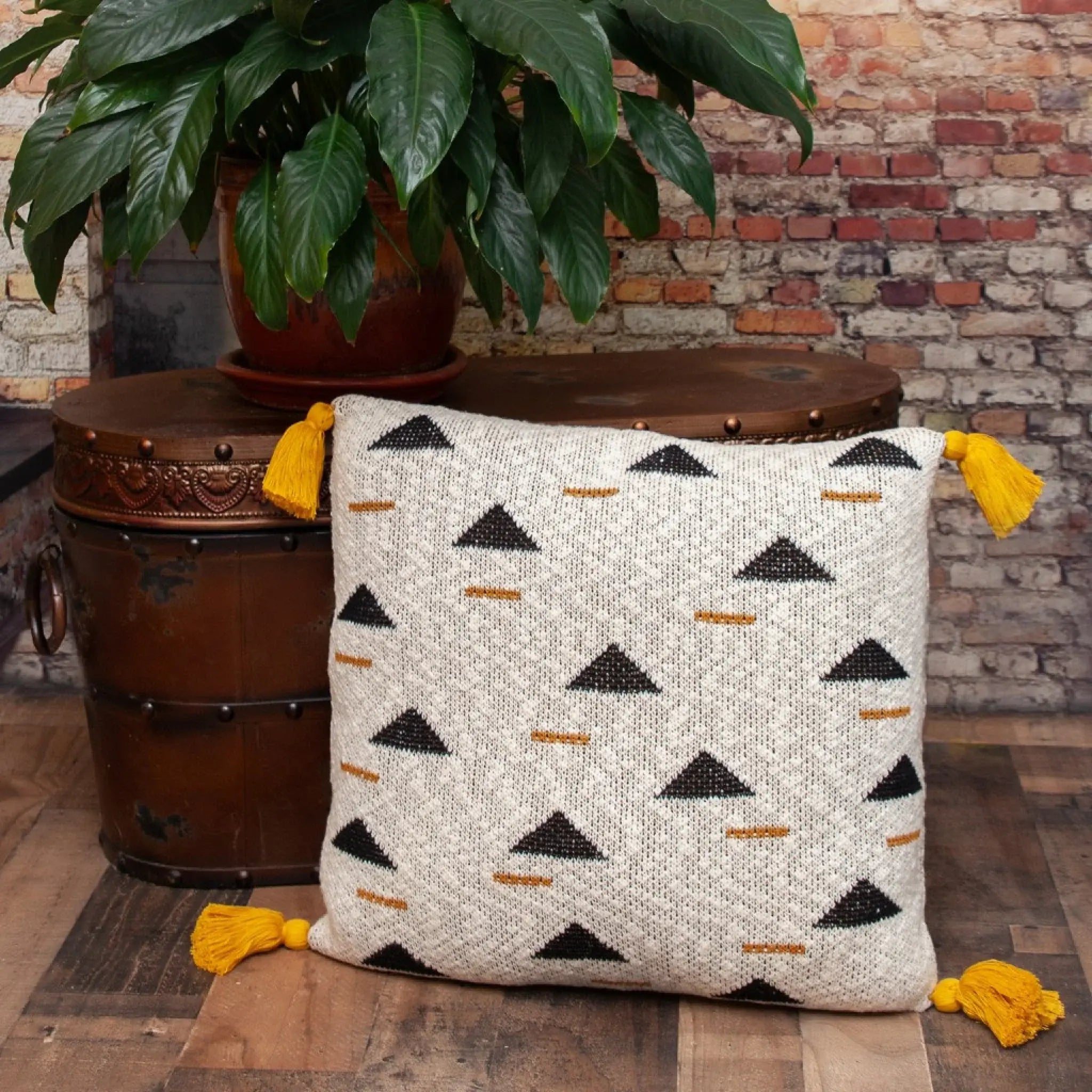 Natural Knitted Throw Pillow - Homeroots - Flyclothing LLC