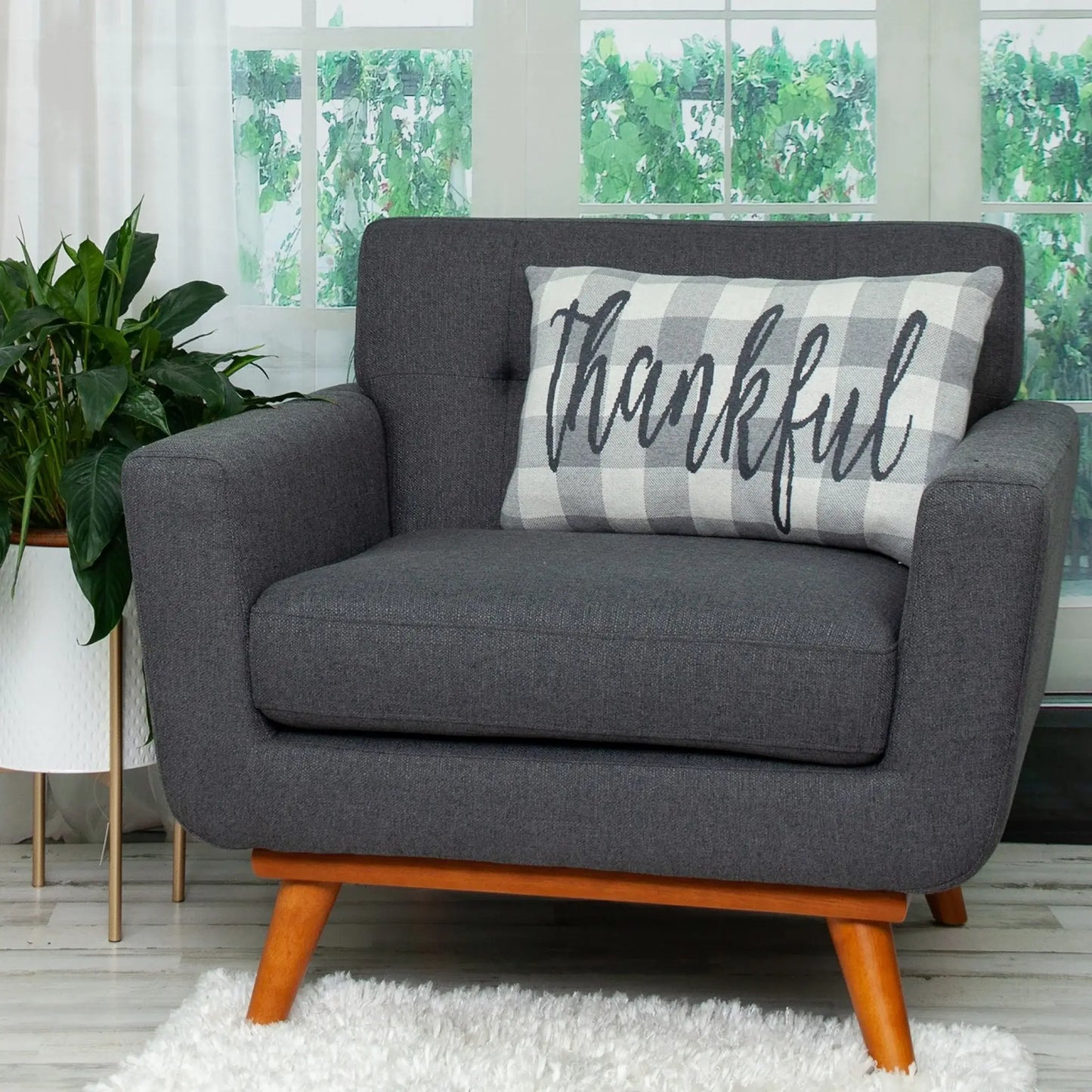 Thankful Buffalo Plaid Lumbar Throw Pillow - Homeroots - Flyclothing LLC