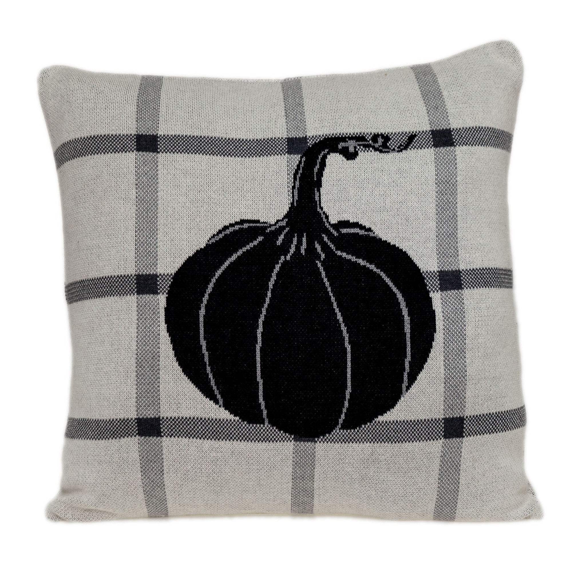 Grey Plaid Pumpkin Throw Pillow - Homeroots - Flyclothing LLC
