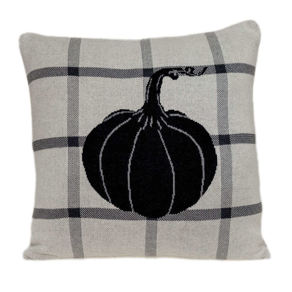 Grey Plaid Pumpkin Throw Pillow - Homeroots - Flyclothing LLC