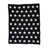 Navy Blue And White Stars Knitted Baby Blanket - Homeroots