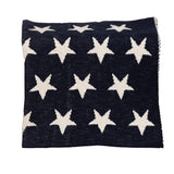 Navy Blue And White Stars Knitted Baby Blanket - Homeroots