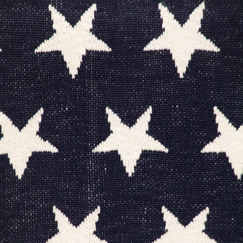 Navy Blue And White Stars Knitted Baby Blanket - Homeroots - Flyclothing LLC