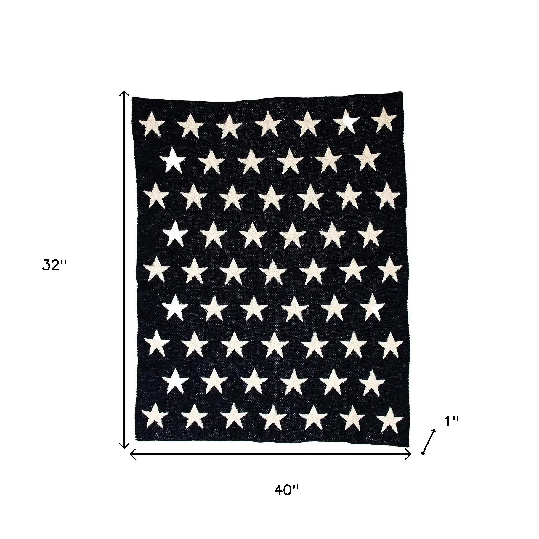 Navy Blue And White Stars Knitted Baby Blanket - Homeroots - Flyclothing LLC