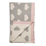 Grey And Ivory Hearts Knitted Baby Blanket - Homeroots