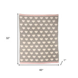 Grey And Ivory Hearts Knitted Baby Blanket - Homeroots - Flyclothing LLC