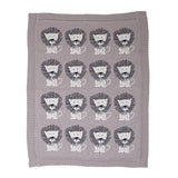 Grey Lots Of Lions Woven Knitted Baby Blanket - Homeroots