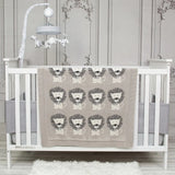 Grey Lots Of Lions Woven Knitted Baby Blanket - Homeroots - Flyclothing LLC