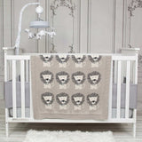 Grey Lots Of Lions Woven Knitted Baby Blanket - Homeroots - Flyclothing LLC