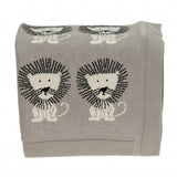 Grey Lots Of Lions Woven Knitted Baby Blanket - Homeroots - Flyclothing LLC