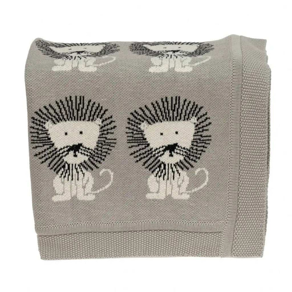Grey Lots Of Lions Woven Knitted Baby Blanket - Homeroots - Flyclothing LLC