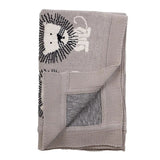 Grey Lots Of Lions Woven Knitted Baby Blanket - Homeroots