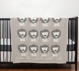 Grey Lots Of Lions Woven Knitted Baby Blanket - Homeroots