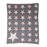 Grey Ivory And Pink Stars Knitted Baby Blanket - Homeroots - Flyclothing LLC