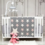 Grey Ivory And Pink Stars Knitted Baby Blanket - Homeroots - Flyclothing LLC