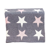 Grey Ivory And Pink Stars Knitted Baby Blanket - Homeroots
