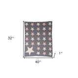 Grey Ivory And Pink Stars Knitted Baby Blanket - Homeroots - Flyclothing LLC