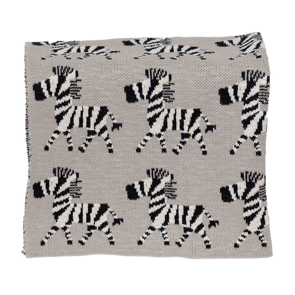 Grey Lots Of Zebras Woven Knitted Baby Blanket - Homeroots - Flyclothing LLC