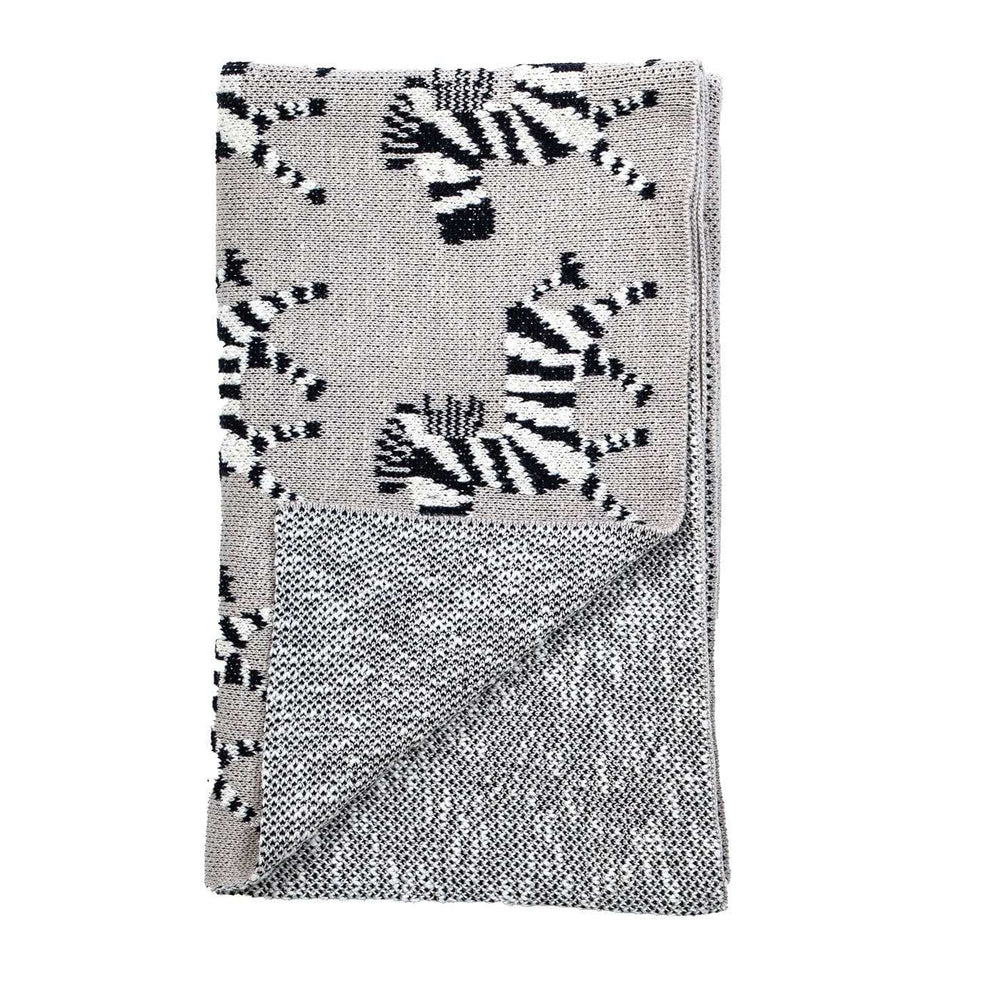 Grey Lots Of Zebras Woven Knitted Baby Blanket - Homeroots - Flyclothing LLC