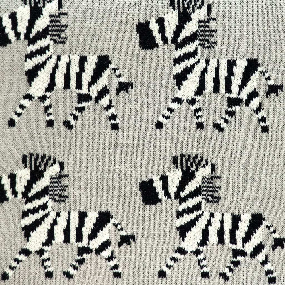 Grey Lots Of Zebras Woven Knitted Baby Blanket - Homeroots - Flyclothing LLC