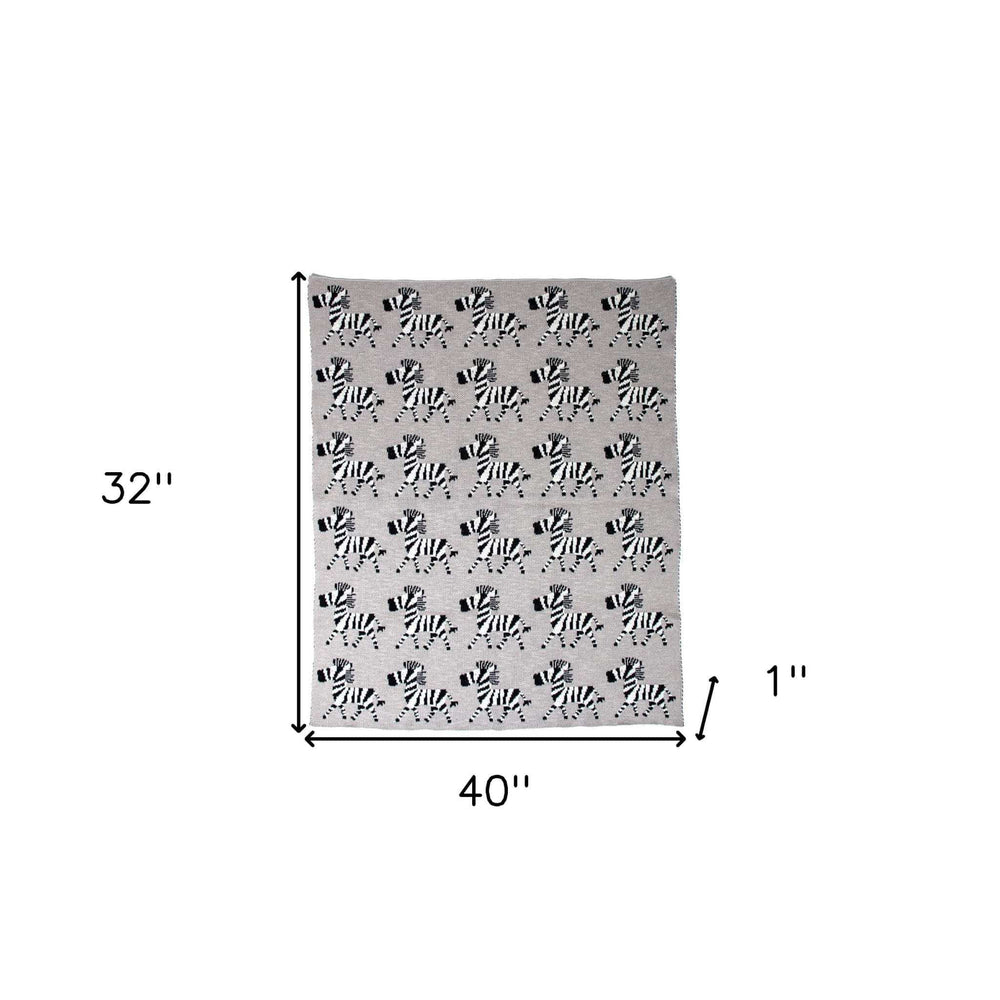 Grey Lots Of Zebras Woven Knitted Baby Blanket - Homeroots - Flyclothing LLC