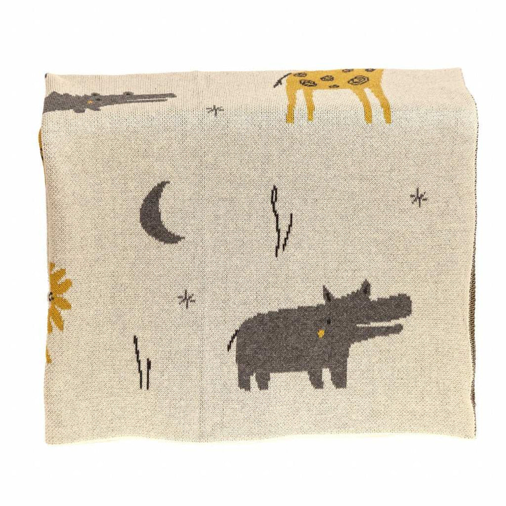 Zoo Animals Woven Knitted Baby Blanket - Homeroots - Flyclothing LLC