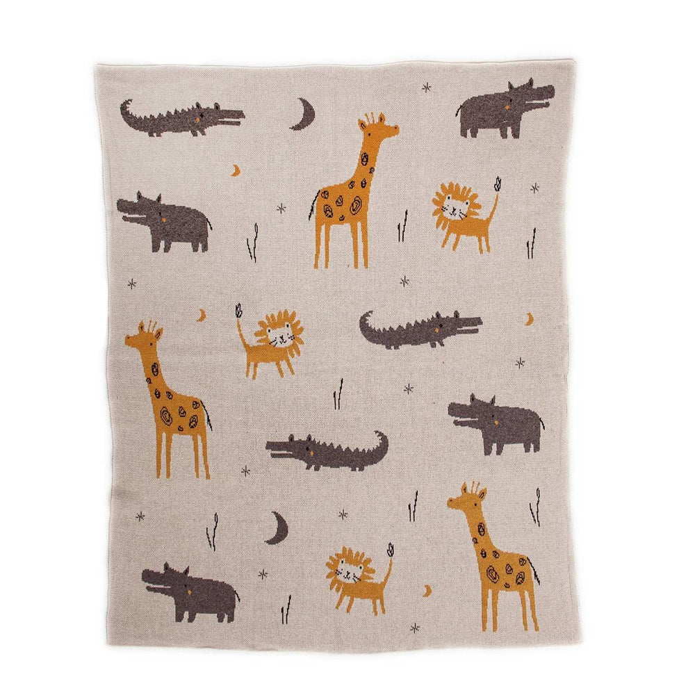 Zoo Animals Woven Knitted Baby Blanket - Homeroots - Flyclothing LLC