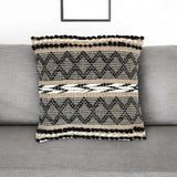 Black And Sand Woven Decorative Pillow - Homeroots