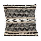 Black And Sand Woven Decorative Pillow - Homeroots