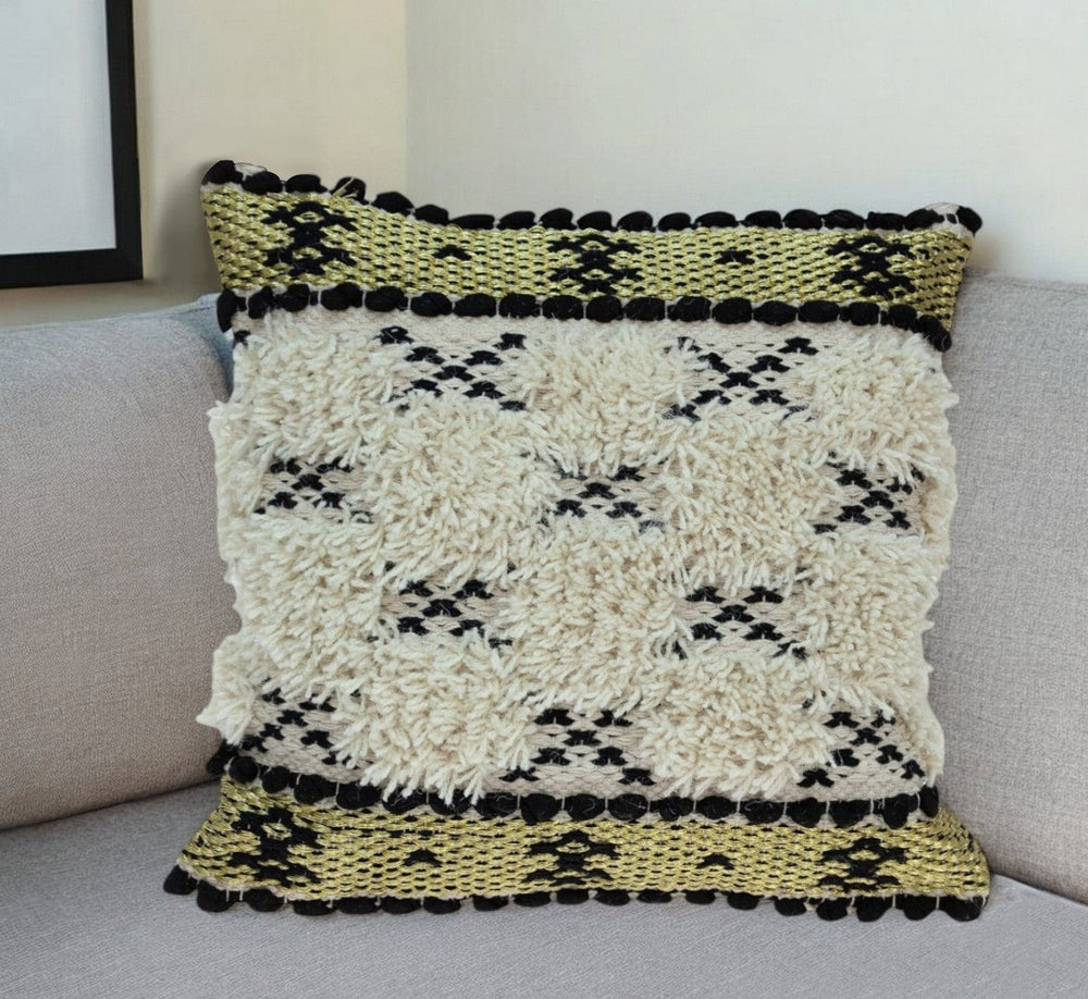 Shaggy Woven Throw Pillow - Homeroots