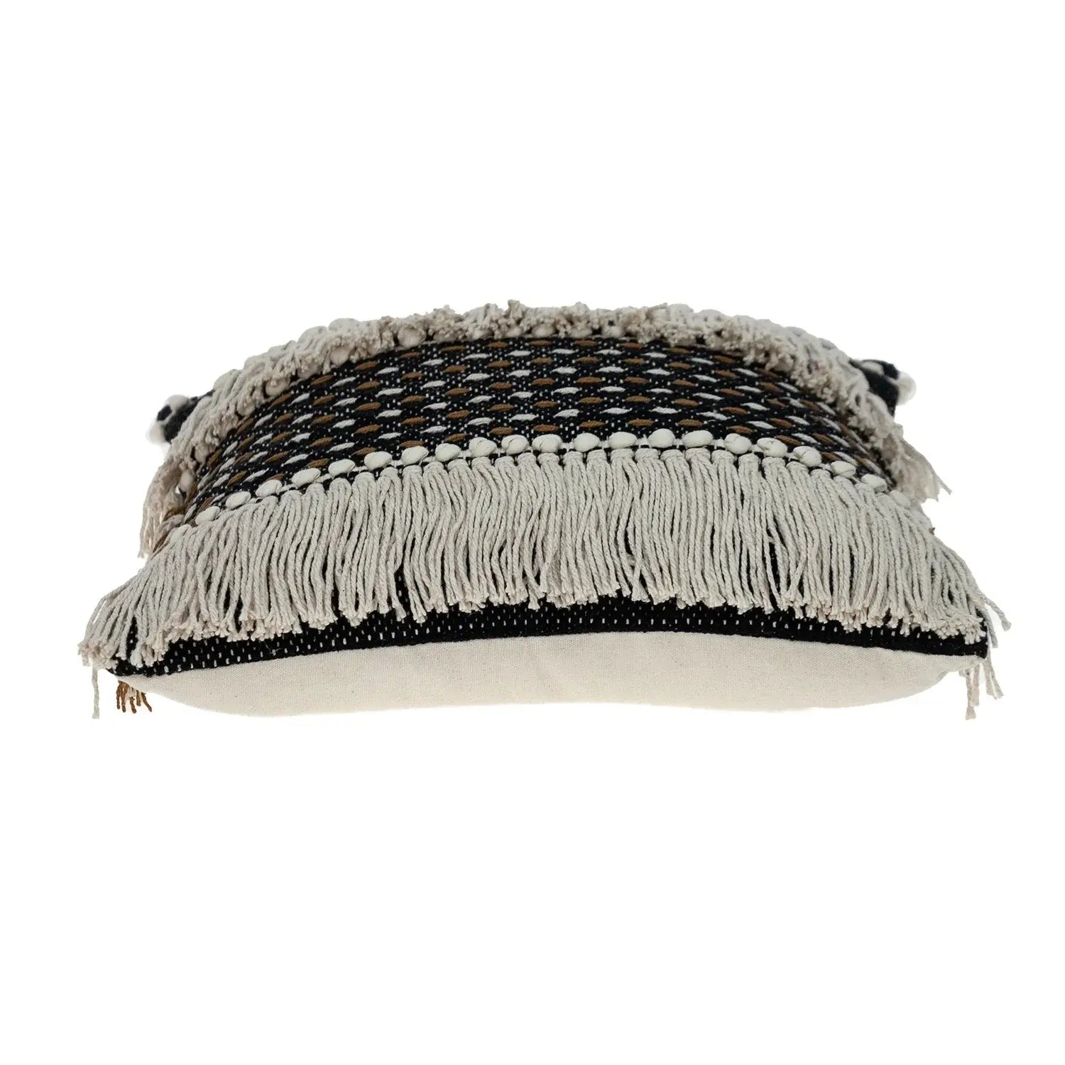 Black And Ivory Textured Throw Pillow - Homeroots - Flyclothing LLC