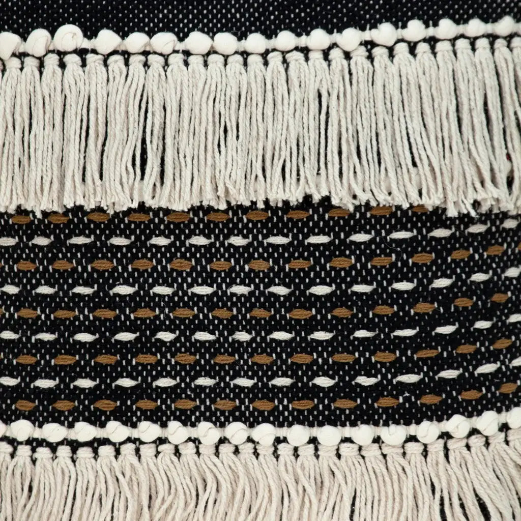 Black And Ivory Textured Throw Pillow - Homeroots - Flyclothing LLC