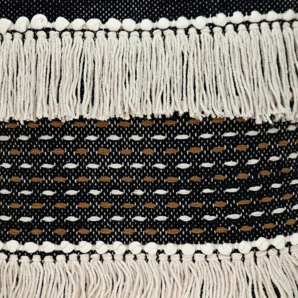 Black And Ivory Textured Throw Pillow - Homeroots - Flyclothing LLC