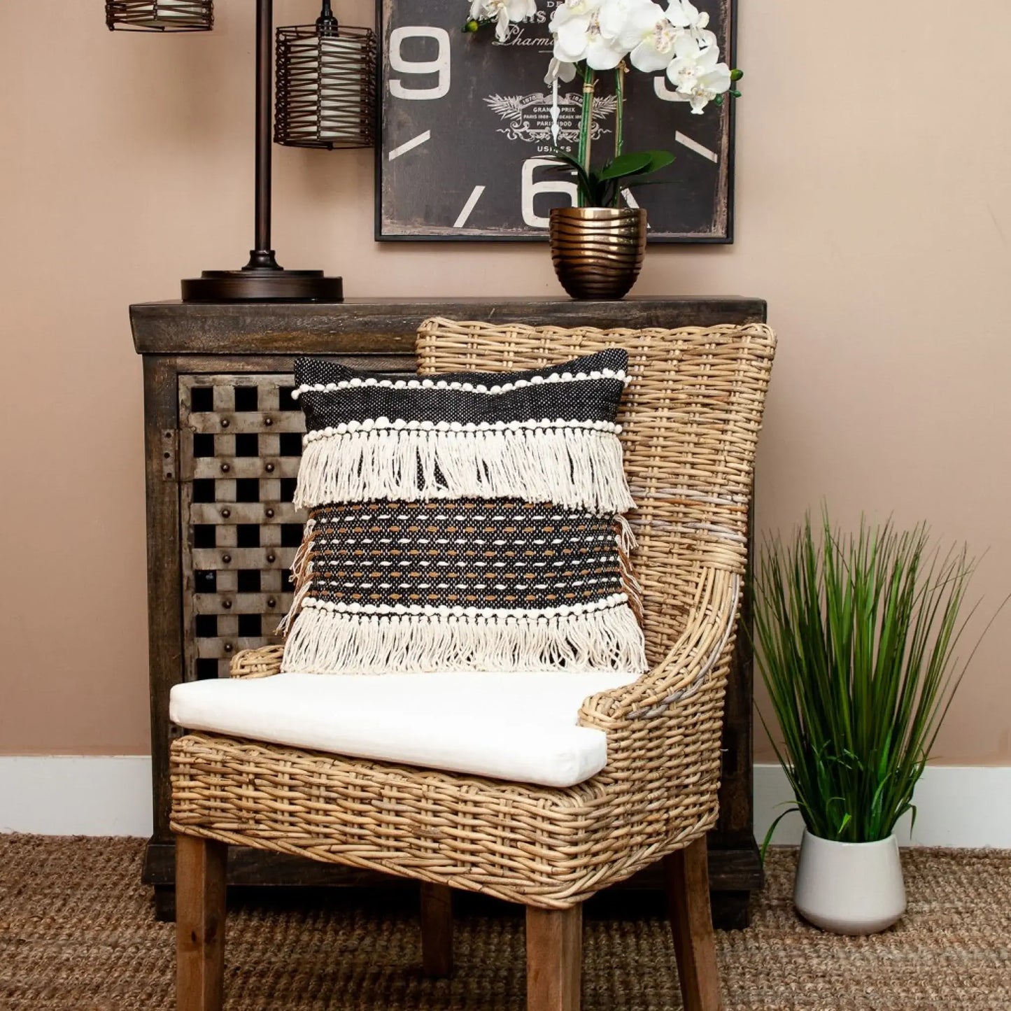 Black And Ivory Textured Throw Pillow - Homeroots - Flyclothing LLC