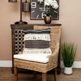 Black And Ivory Textured Throw Pillow - Homeroots - Flyclothing LLC