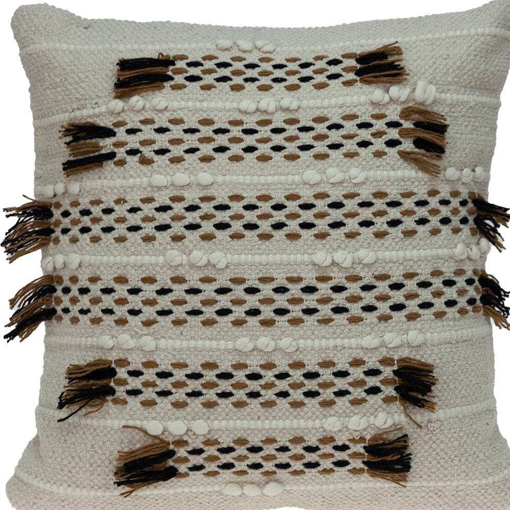 Creamy Beige Textured Throw Pillow - Homeroots - Flyclothing LLC