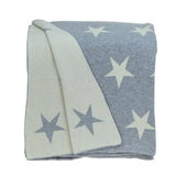Gray And White Stars Knitted Throw Blanket - Homeroots