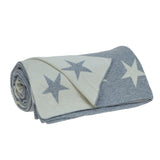 Gray And White Stars Knitted Throw Blanket - Homeroots
