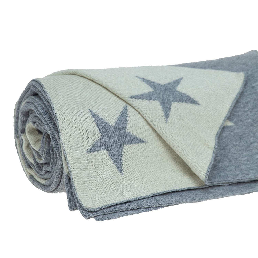 Gray And White Stars Knitted Throw Blanket - Homeroots - Flyclothing LLC