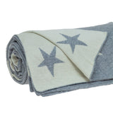Gray And White Stars Knitted Throw Blanket - Homeroots