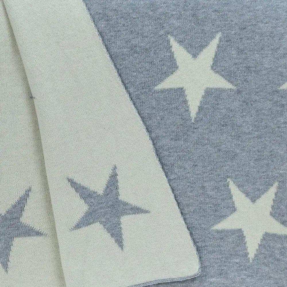 Gray And White Stars Knitted Throw Blanket - Homeroots - Flyclothing LLC