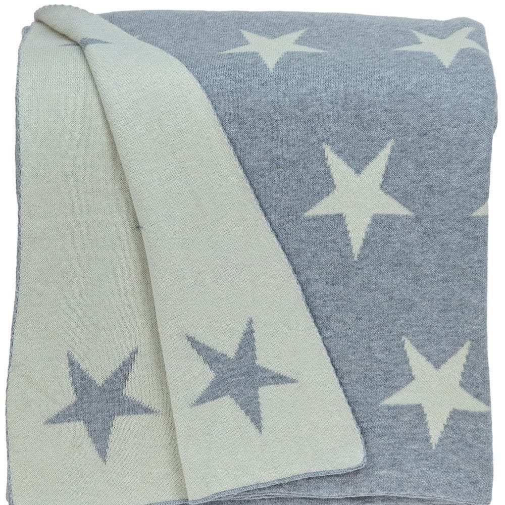 Gray And White Stars Knitted Throw Blanket - Homeroots - Flyclothing LLC