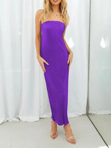 Lace-Up Back Tube Maxi Dress - Trendsi - Flyclothing LLC