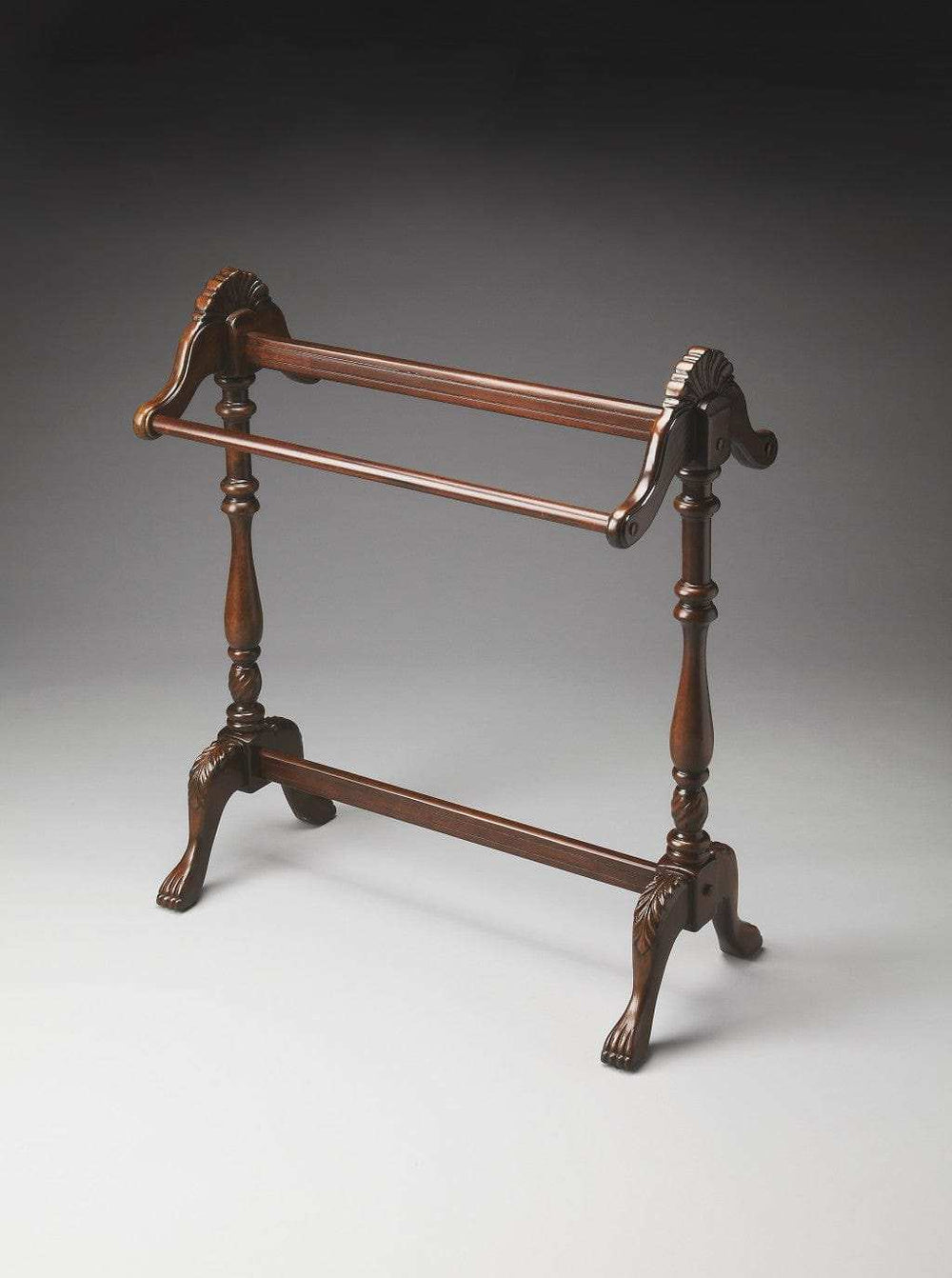 Dark Brown Finish Hand Harved Wooden Blanket Stand - Homeroots - Flyclothing LLC