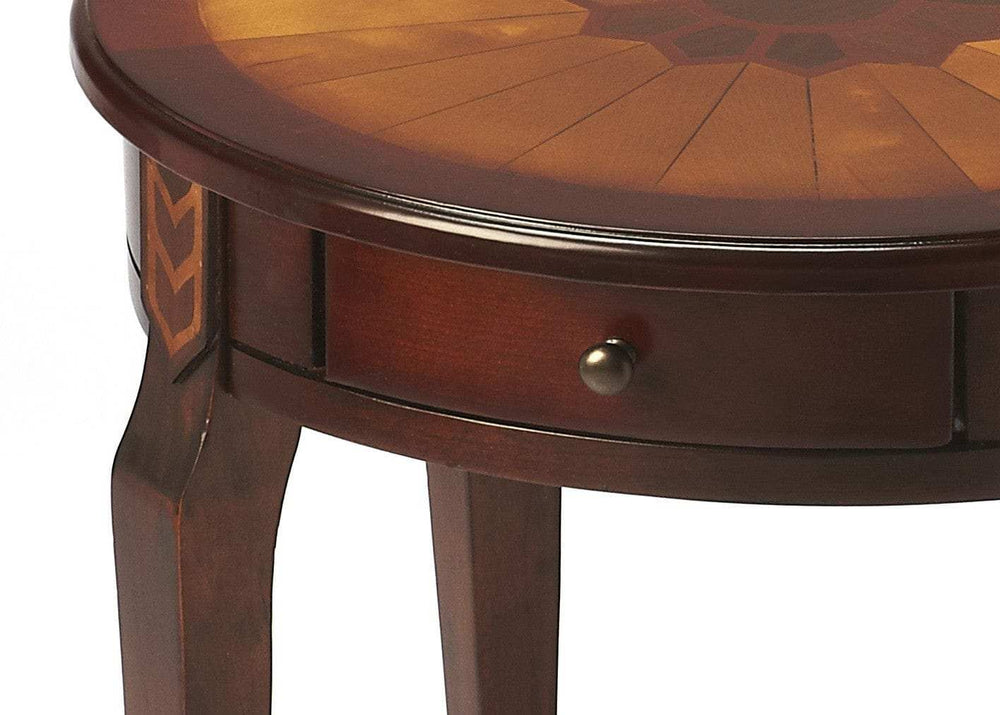 Cherry With Maple Inlay Round Accent Table - Homeroots - Flyclothing LLC