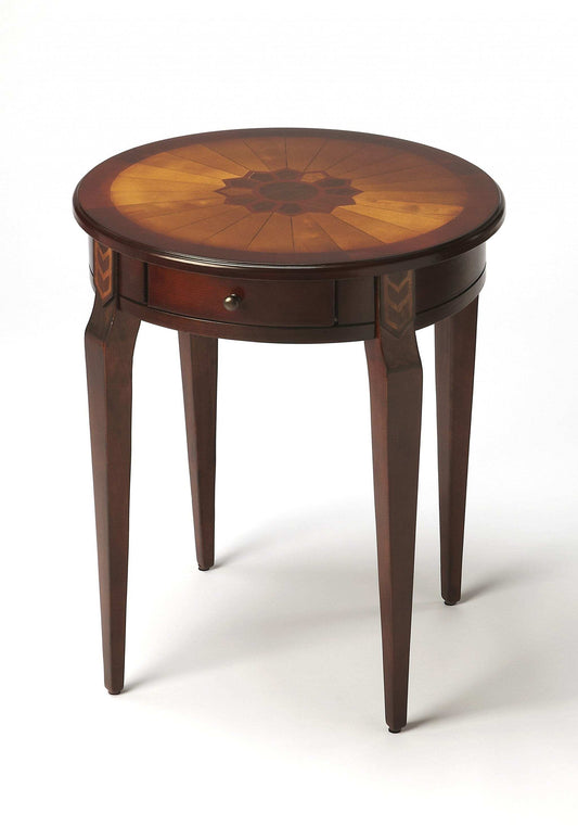 Cherry With Maple Inlay Round Accent Table - Homeroots - Flyclothing LLC