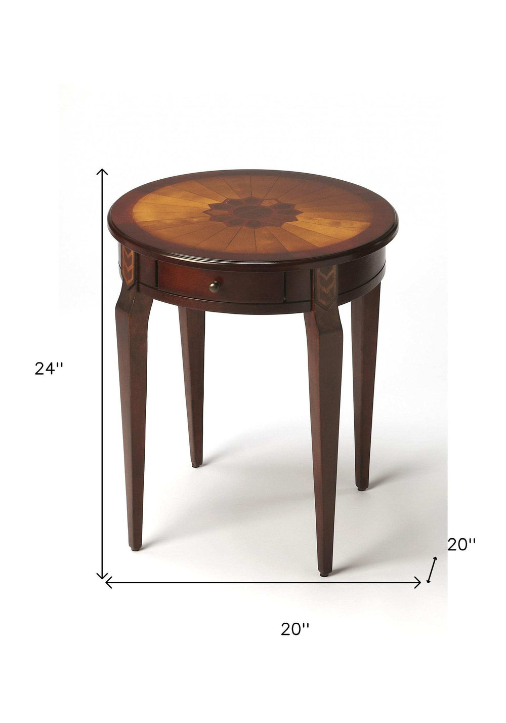 Cherry With Maple Inlay Round Accent Table - Homeroots - Flyclothing LLC
