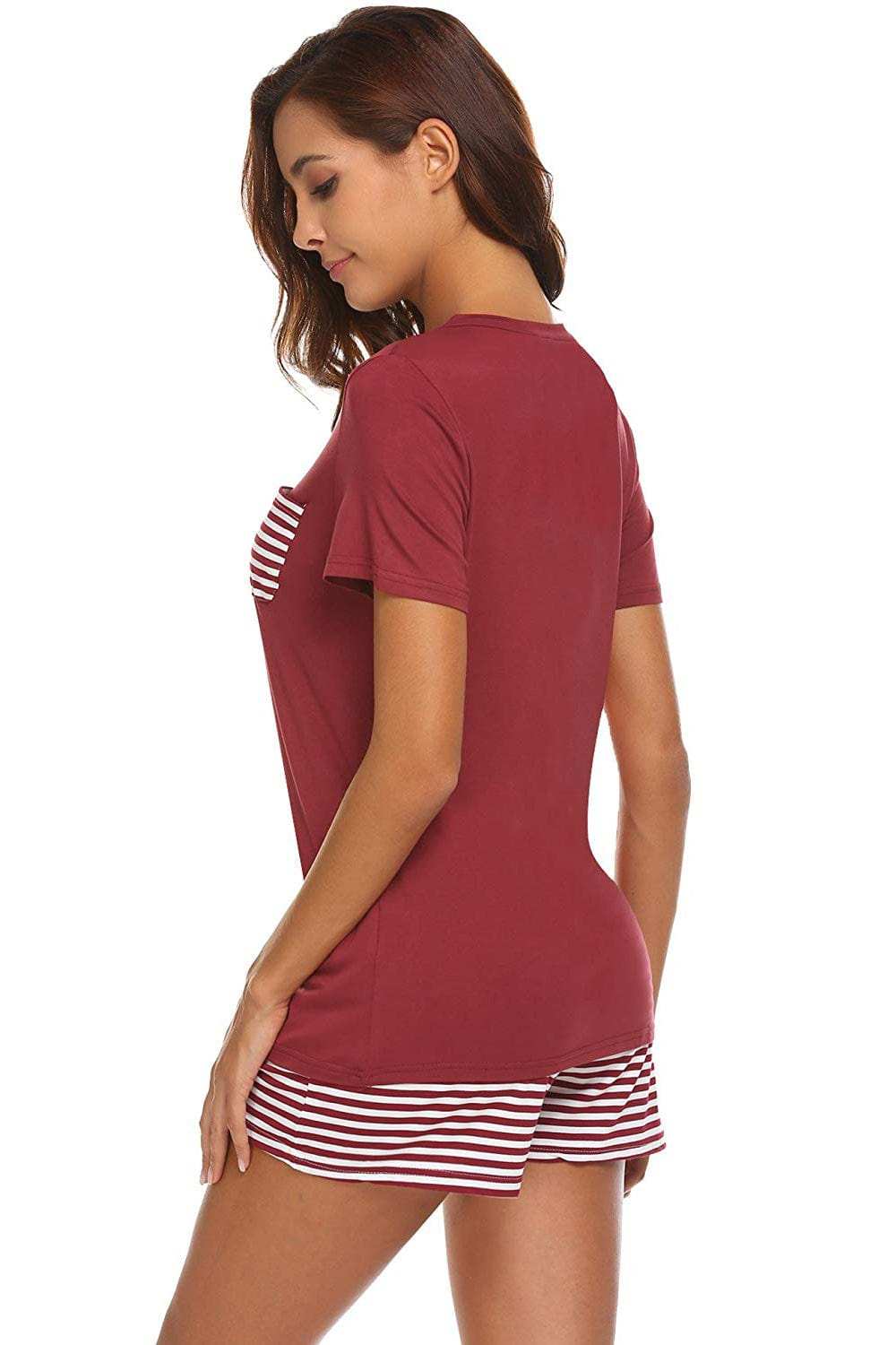 Striped Short Sleeve Top and Shorts Lounge Set - Trendsi - Flyclothing LLC