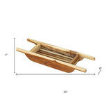 4" X 30" Natural Teak Over Tub Rectangular Bath Caddy Shelf - HomeRoots - Flyclothing LLC