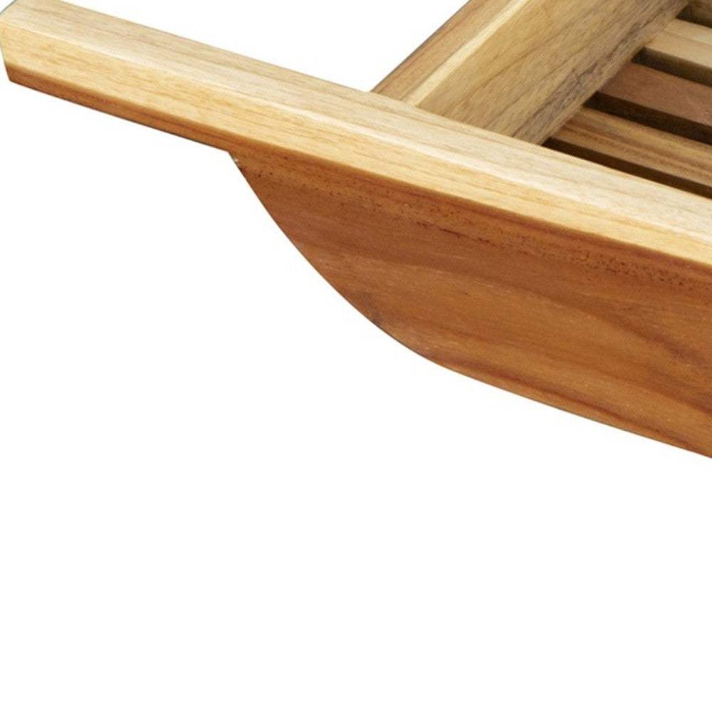 4" X 30" Natural Teak Over Tub Rectangular Bath Caddy Shelf - HomeRoots - Flyclothing LLC